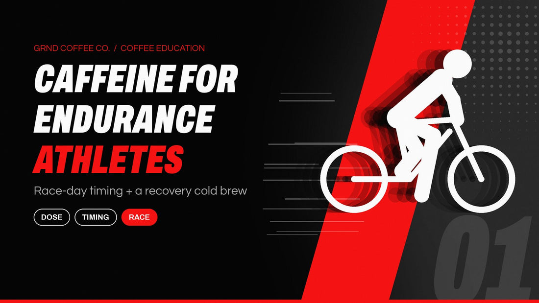 Caffeine for endurance athletes: cyclist graphic with race-day timing tips