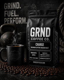 GRND CHARGE high-caffeine medium roast coffee bag