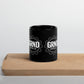 GRND Coffee black glossy mug, 11 oz, front view