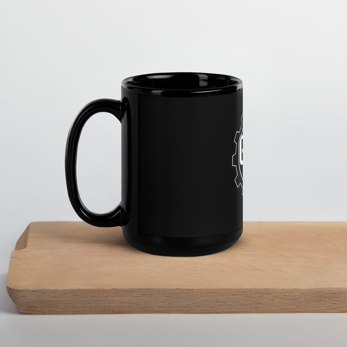 GRND Coffee black glossy mug, 15 oz, handle-left view