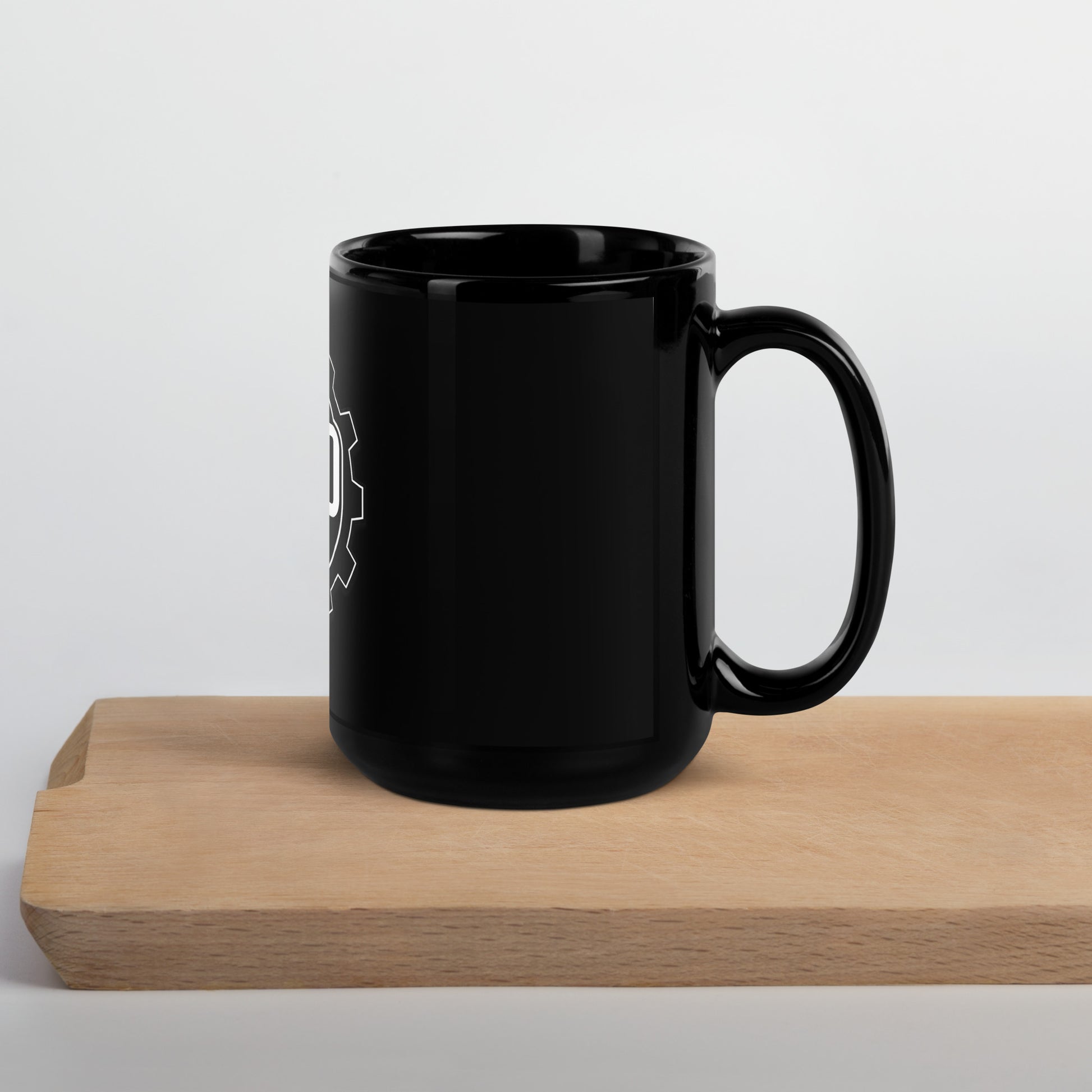 GRND Coffee black glossy mug, 15 oz, handle-right view