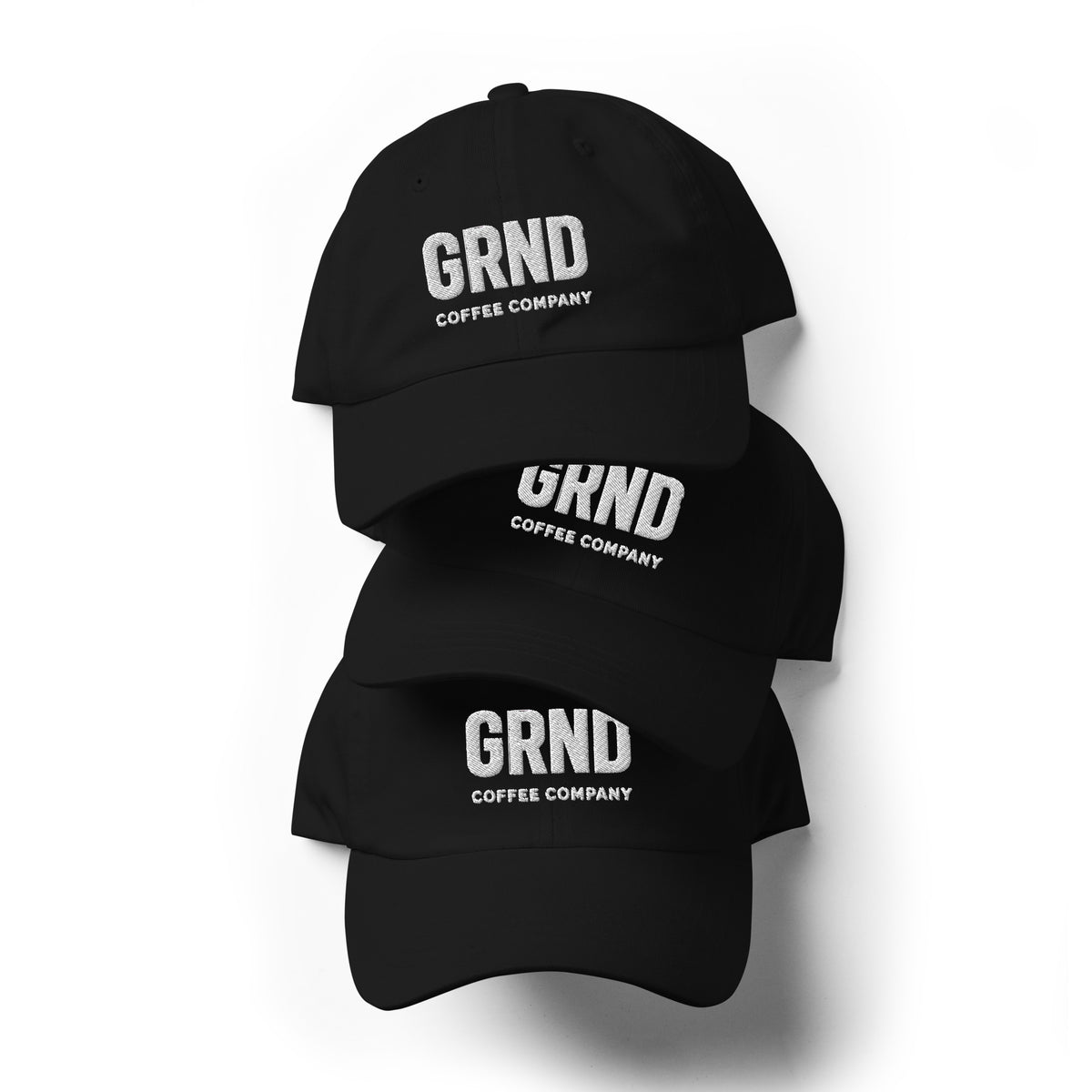 GRND classic dad hat in black, front view