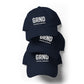 GRND classic dad hat in navy, front view
