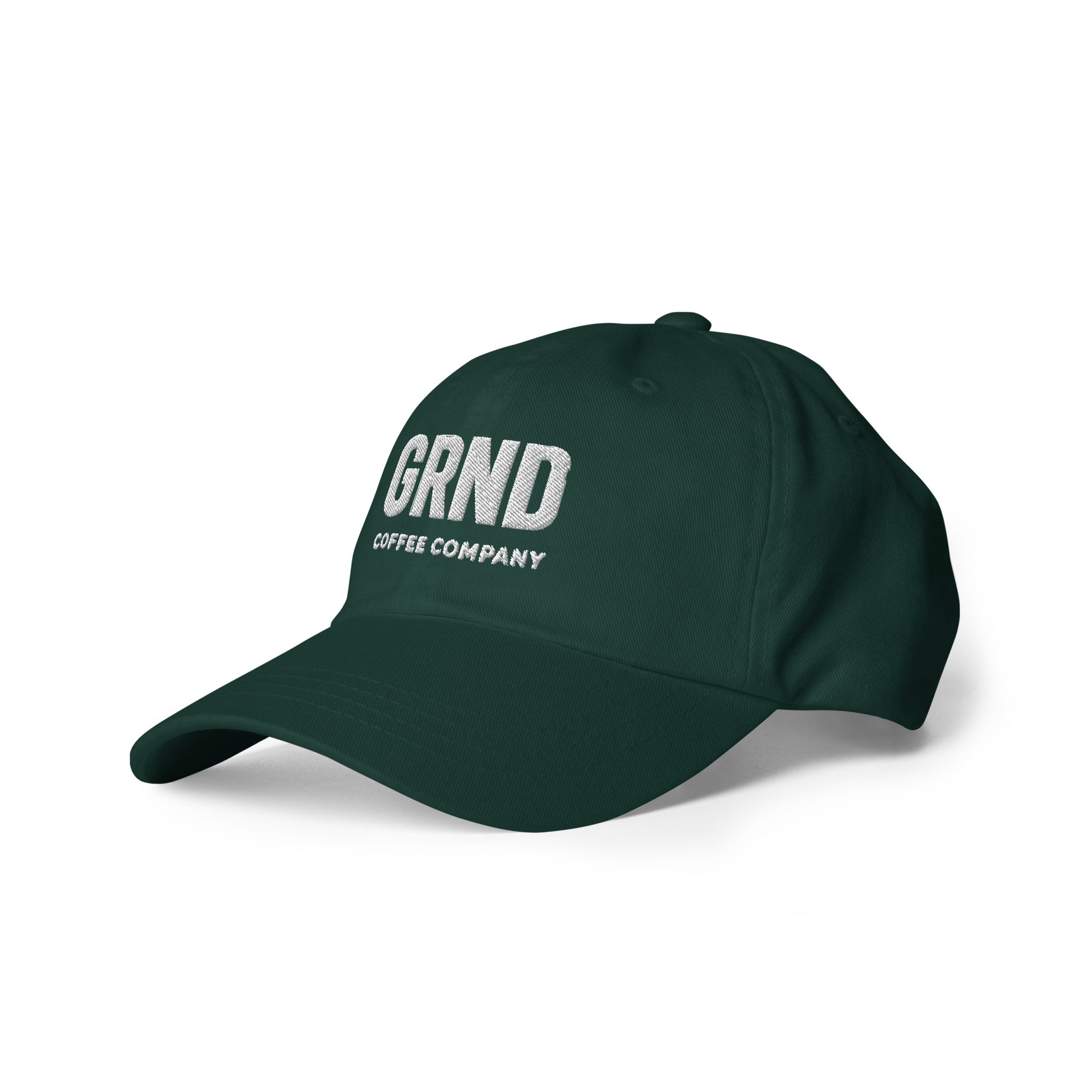 GRND classic dad hat in spruce, left-front view
