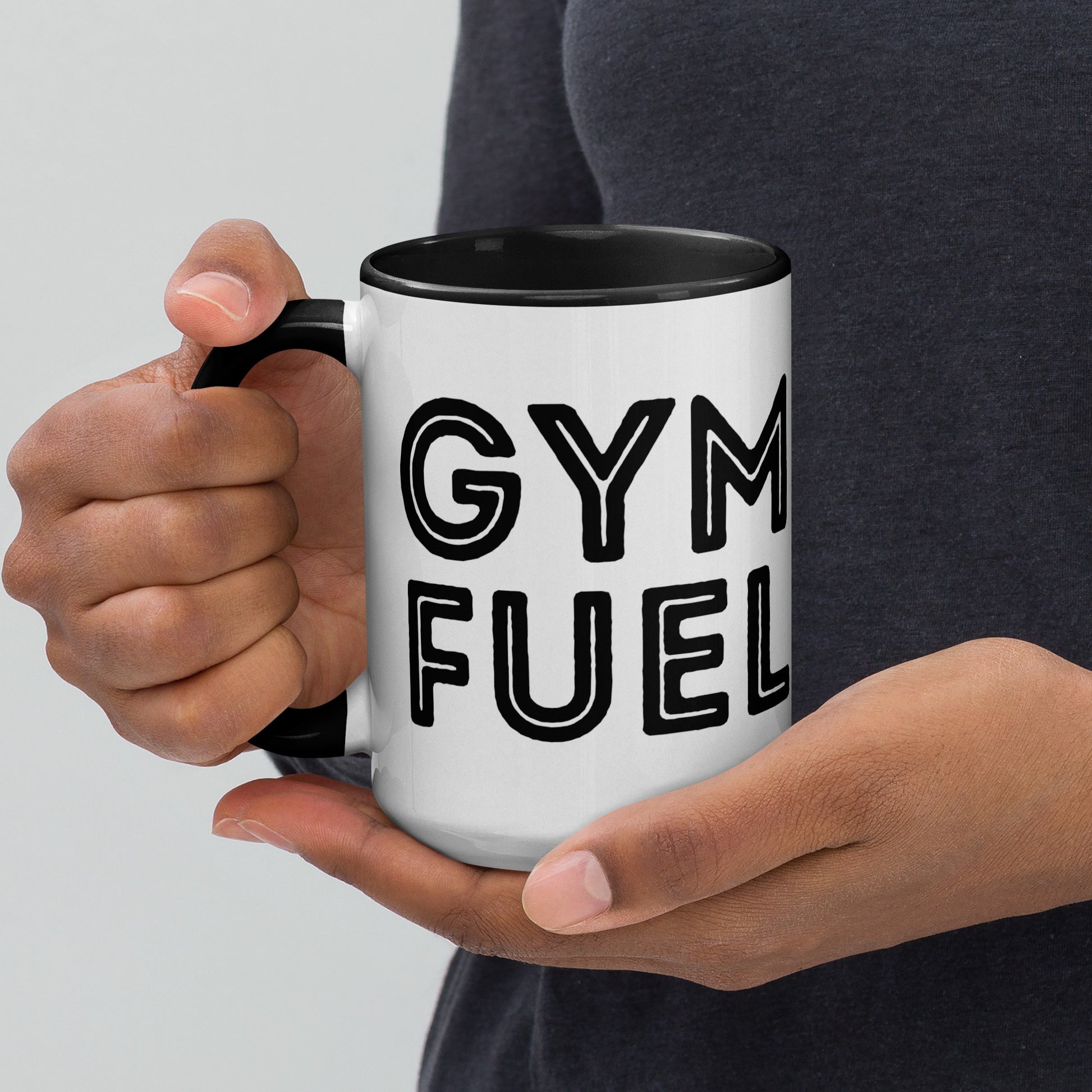 GRND 15 oz coffee mug with black interior, left-side view