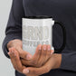 GRND 15 oz coffee mug with black interior, right-side view