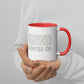 GRND 11 oz coffee mug with red interior, right-side view